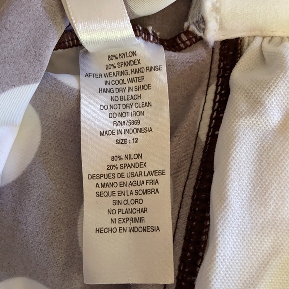 Ocean Dreams Size 12 Brown White Polka Dot Turquoise Double Straps Tankini - Picture 7 of 7